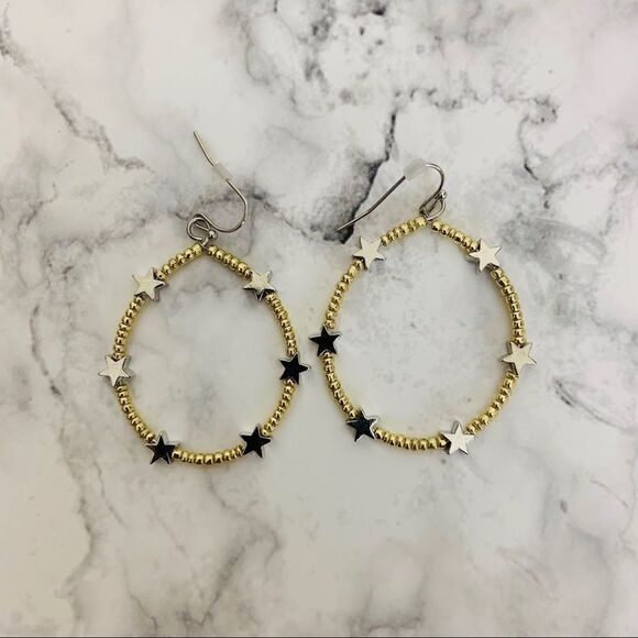 Seed & Star Beaded Hoop, Gold/Silver - Picture 6 of 6